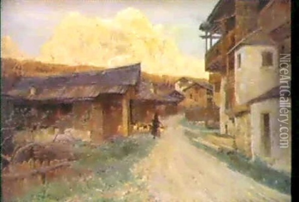 Il Civetta (fusine, Zoldo Alto) 1896 Oil Painting - Guglielmo Ciardi