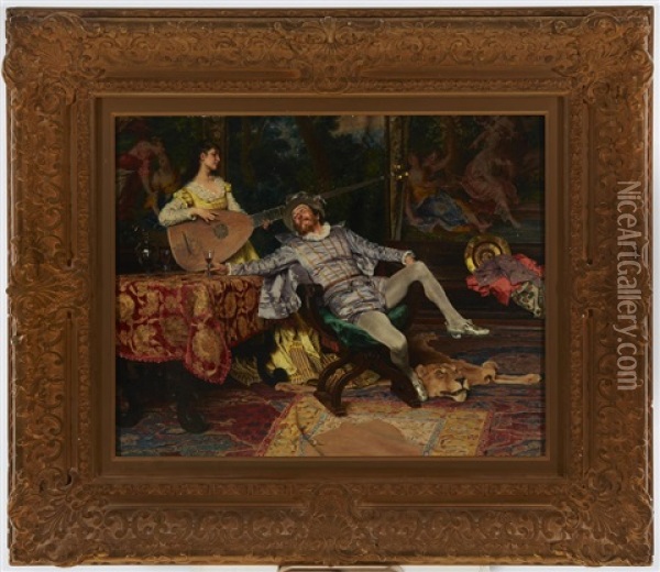 The Merry Cavalier Oil Painting - Francesco Vinea