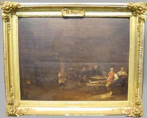 Tavern Interior
Bears Signature Oil Painting - Hendrick Hendriksz. Bogaert