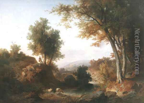 Wooded Rocky Landscape 1883 Oil Painting - Jozsef Molnar