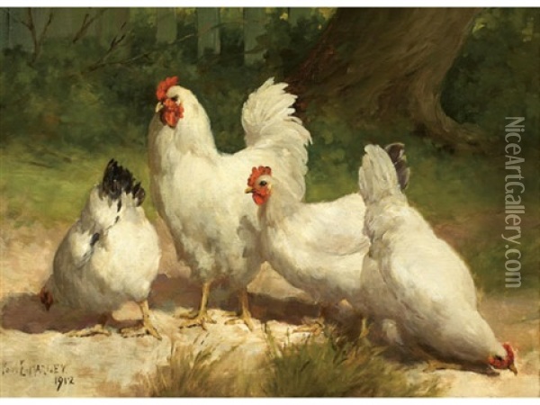 Four Chickens Oil Painting - Paul Harney Jr.