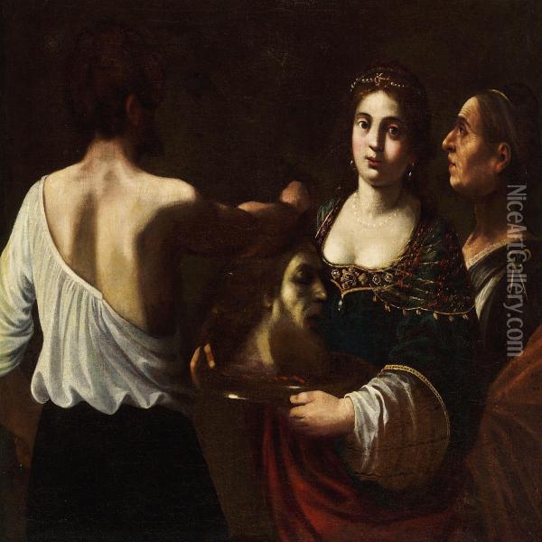 Salome With The Head Of St.john The Baptist Oil Painting - Giovanni Baglione