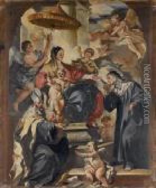 Madonna In Trono E Santi Oil Painting - Francesco Solimena