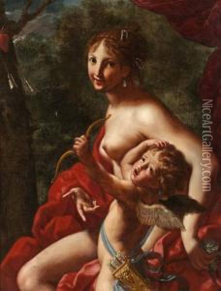 Venus Och Cupido Oil Painting - Elisabetta Sirani