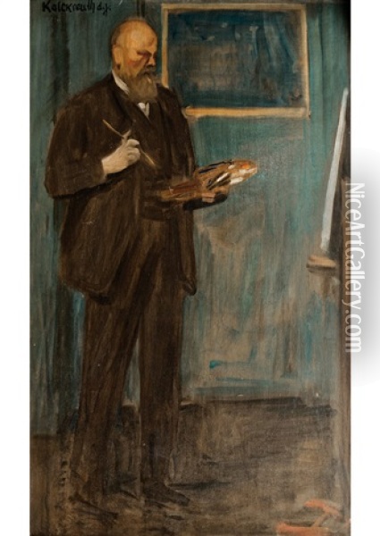 Self Portrait With Palette Oil Painting - Karl Walter Leopold von Kalckreuth