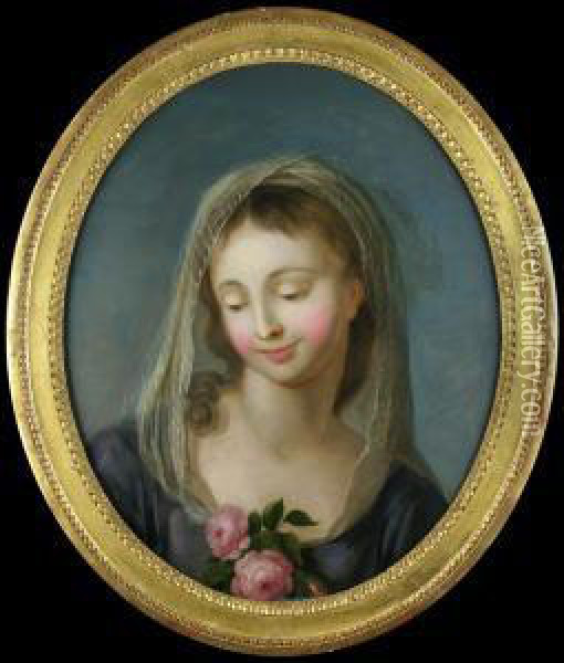 Brustbild Einer Jungen Dame Oil Painting - Charles-Antoine Coypel