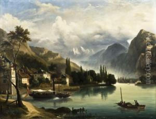 Paesaggio Svizzero Oil Painting - Felice Storelli
