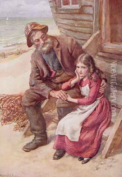 Peggotty and Little Emily Oil Painting - Harold Copping