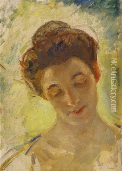Study Of Mother Jeanne's Head, Looking Down Oil Painting - Mary Cassatt