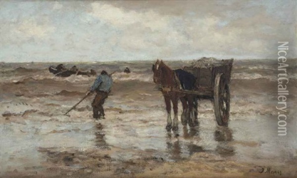 Gathering Seaweed Oil Painting - Jacob Henricus Maris