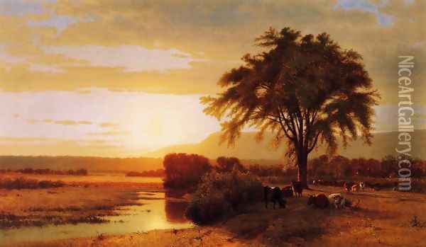 Sunset in the Valley Oil Painting - William Howard Hart