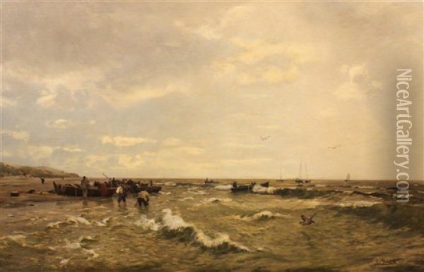 Seashore Oil Painting - Eugen Gustav Duecker