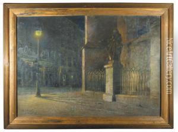 Nokturn - Zaplecze Katedry Lwowskiej, 1911 R. Oil Painting - Odo Dobrowolski