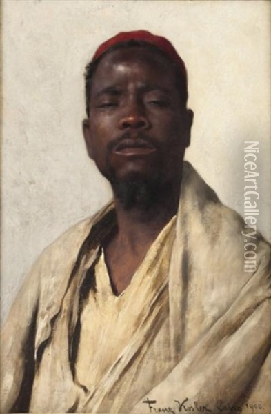 Portrait D'un Nubien Au Caire Oil Painting - Franz Xavier Kosler