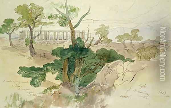 Temple at Bassae Oil Painting - Edward Lear