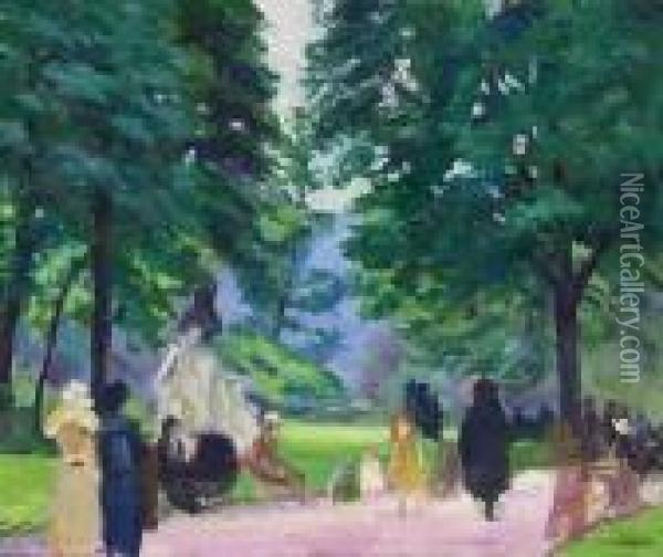 Promeneurs Dans Un Parc. Oil Painting - Walter Lofthouse Dean
