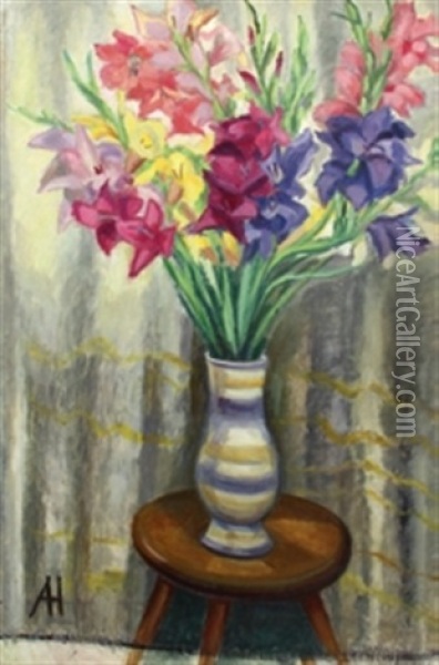 Gladiolen In Einer Vase Oil Painting - Alice Harburger