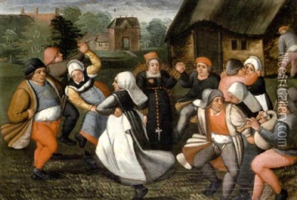 The Wedding Dance Oil Painting - Marten van Cleve the Elder