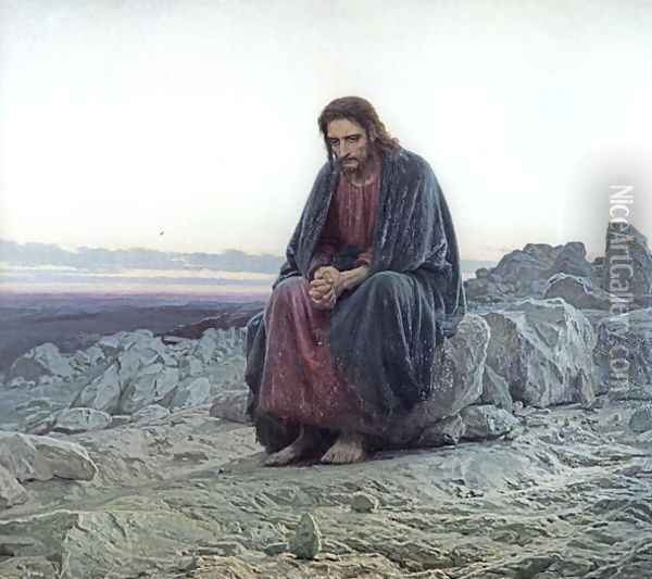 Christ in the Wilderness, 1873 Oil Painting - Ivan Nikolaevich Kramskoy