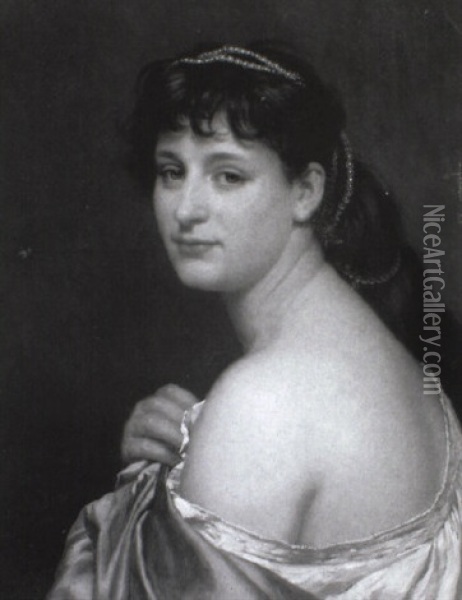 Portrait Einer Jungen Frau Mit Haarschmuck Aus Perlen Oil Painting - Oskar Begas