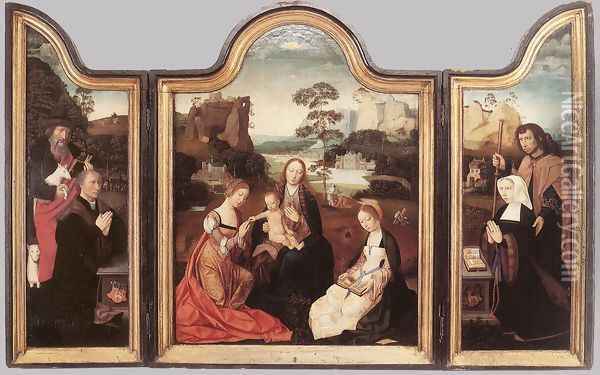 Virgin and Child with St Catherine and St Barbara 1520-25 Oil Painting - Flemish Unknown Masters