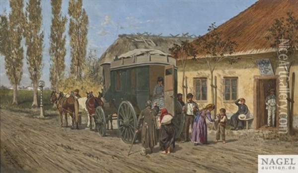 Halt Der Postkutsche An Einer Russischen Raststation Oil Painting - Franz Quaglio