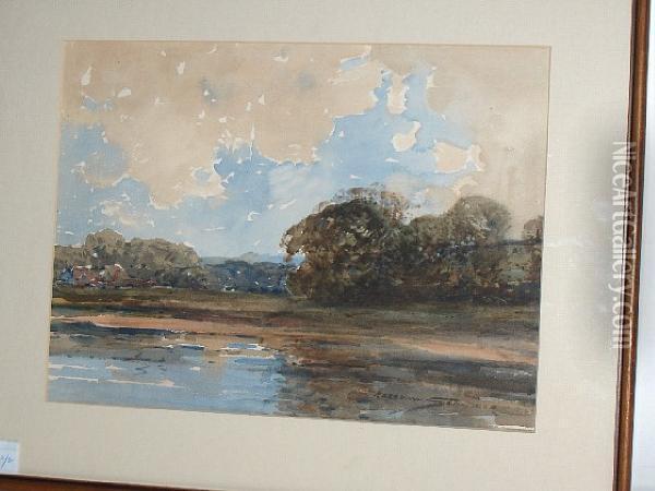 River Landscape Oil Painting - Kershaw Schofield