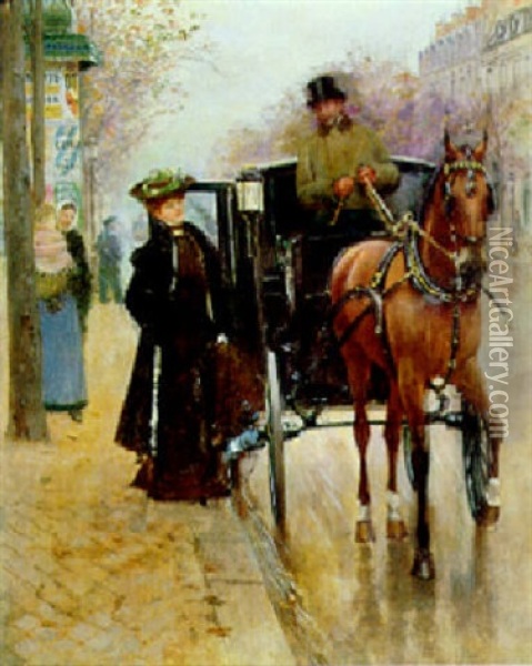 Home, Driver! Oil Painting - Jean Beraud