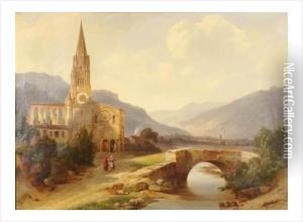 Eglise Pres Du Pont Oil Painting - Charles Caius Renoux