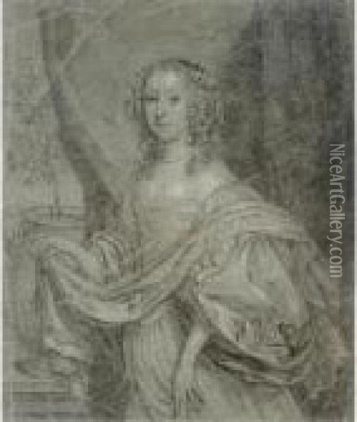 Portrait Of Juffrouw Louisa De Vries Of Dordrecht Oil Painting - Caspar Netscher
