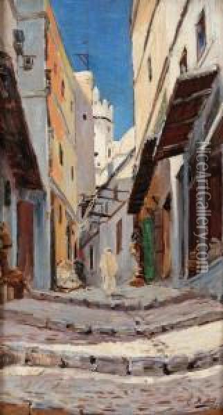 Rue D'alger En 1891 Oil Painting - Emile Louis Mathon