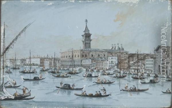 Vue Du Palais Des Doges Et De La
 Riva Dei Schiavoni Et Vue Desan Giorgio Maggiore, Venise Oil Painting - Giacomo Guardi