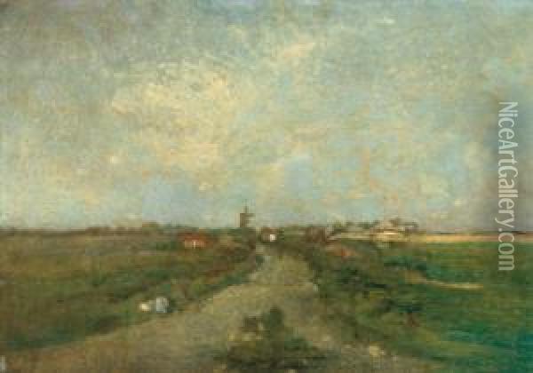 Hollandische Landschaft Oil Painting - Eugene Jettel