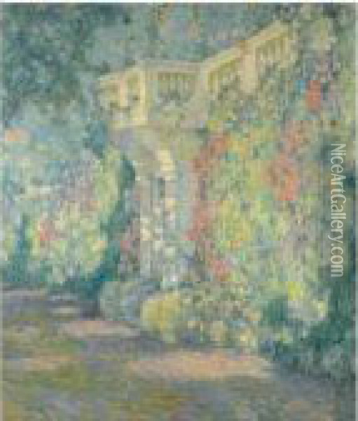 La Balustrade, La Porte De La Terrasse Oil Painting - Henri Eugene Augustin Le Sidaner