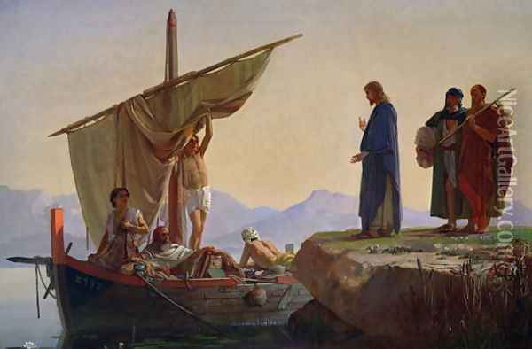 Christ Calling the Apostles James and John 1869 Oil Painting - Edward Armitage
