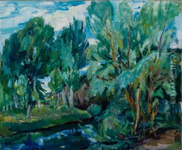 Pejzaz Z Drzewami Oil Painting - Henri Epstein