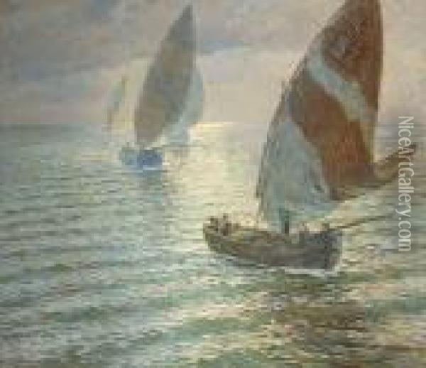 Sailing Home Oil Painting - Ugo Flumiani