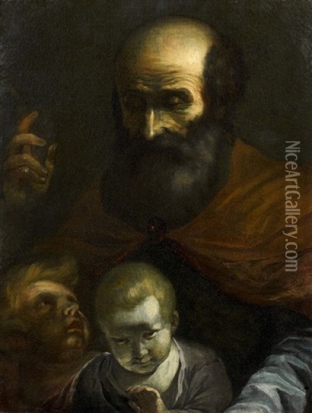 Saint Jacques Montrant La Verite A Deux Jeunes Enfants Oil Painting - Paolo Domenico Finoglia