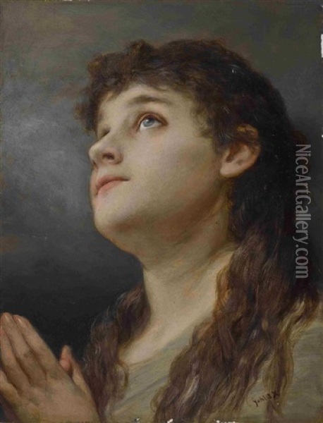 Betendes Madchen Oil Painting - Gabriel von Max