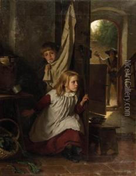 Playing Hide-and-seek Oil Painting - Berthold Woltze