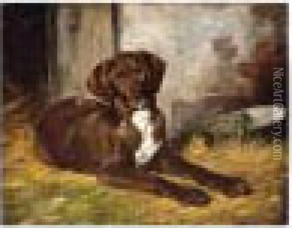 A Dog Oil Painting - Geza Vastagh