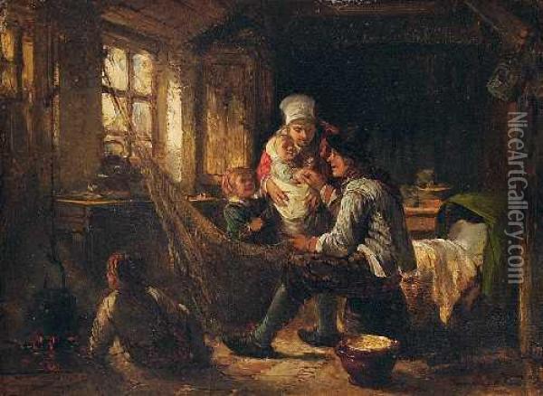 Fischerfamilie In Der Stube Oil Painting - Herman Frederik Carel ten Kate