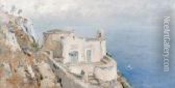 A Church, Capri Oil Painting - Giuseppe Casciaro
