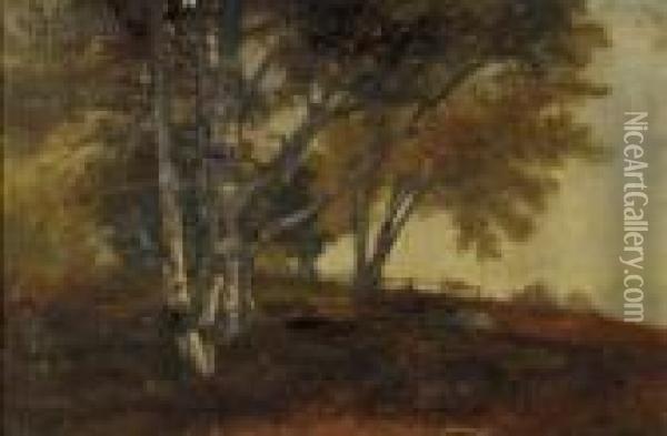 Landscape With Birches Oil Painting - Benjamin Champney