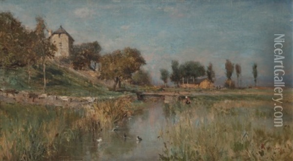 Dans Les Marais Du Bouveret A Dijon Oil Painting - Adolphe Appian