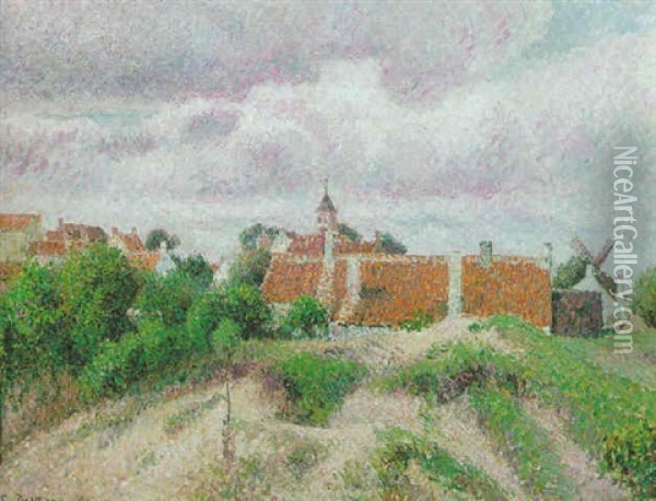Le Village De Knocke, Belgique Oil Painting - Camille Pissarro