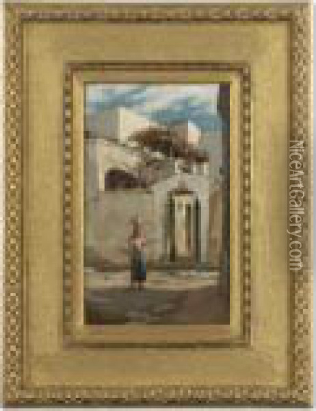 Street Scene At Capri Oil Painting - Elihu Vedder