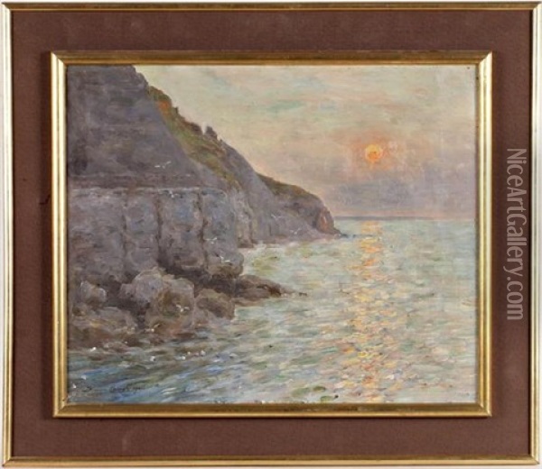 Falaise Au Crepuscule Oil Painting - Maurice Francois Auguste Courant