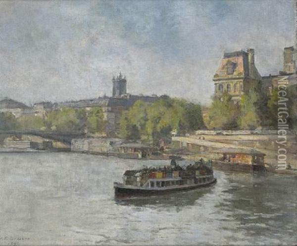 Vue Du Quai De L'hotel De Ville Oil Painting - Henri Emile Lessore
