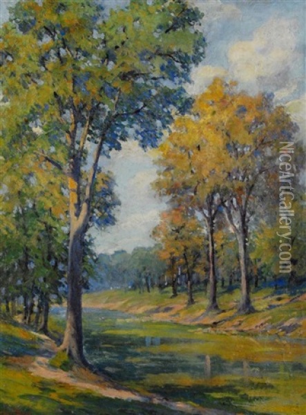 Autumn Landscape Oil Painting - Pauline Palmer